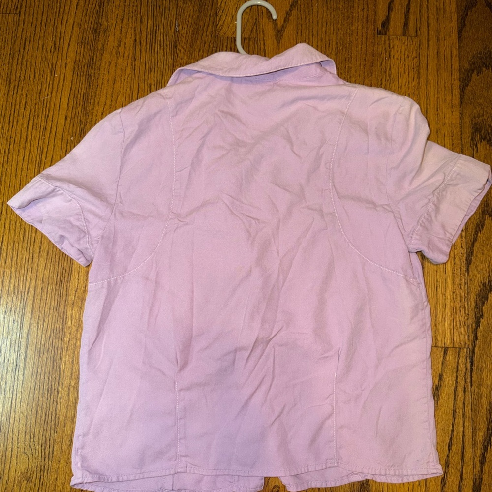 100% Silk LAROD Lavender Short-Sleeve Button-Up Shirt Size Small - Picture 5 of 5